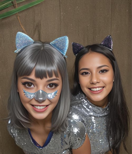 10 Pieces Glitter Hair Clips with Sequin Cat Ears for Girls and Women, Cute Hair Accessories Head Decoration for Cat Party Birthday Halloween Cosplay Costume Festival