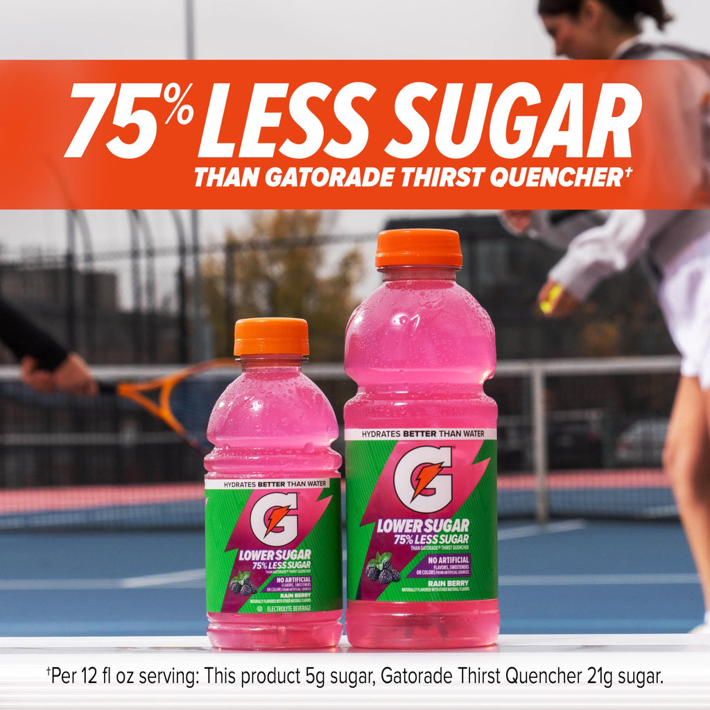 Gatorade Lower Sugar Sports Drink, Lemonade, 12 fl oz Bottles, (12 Pack)