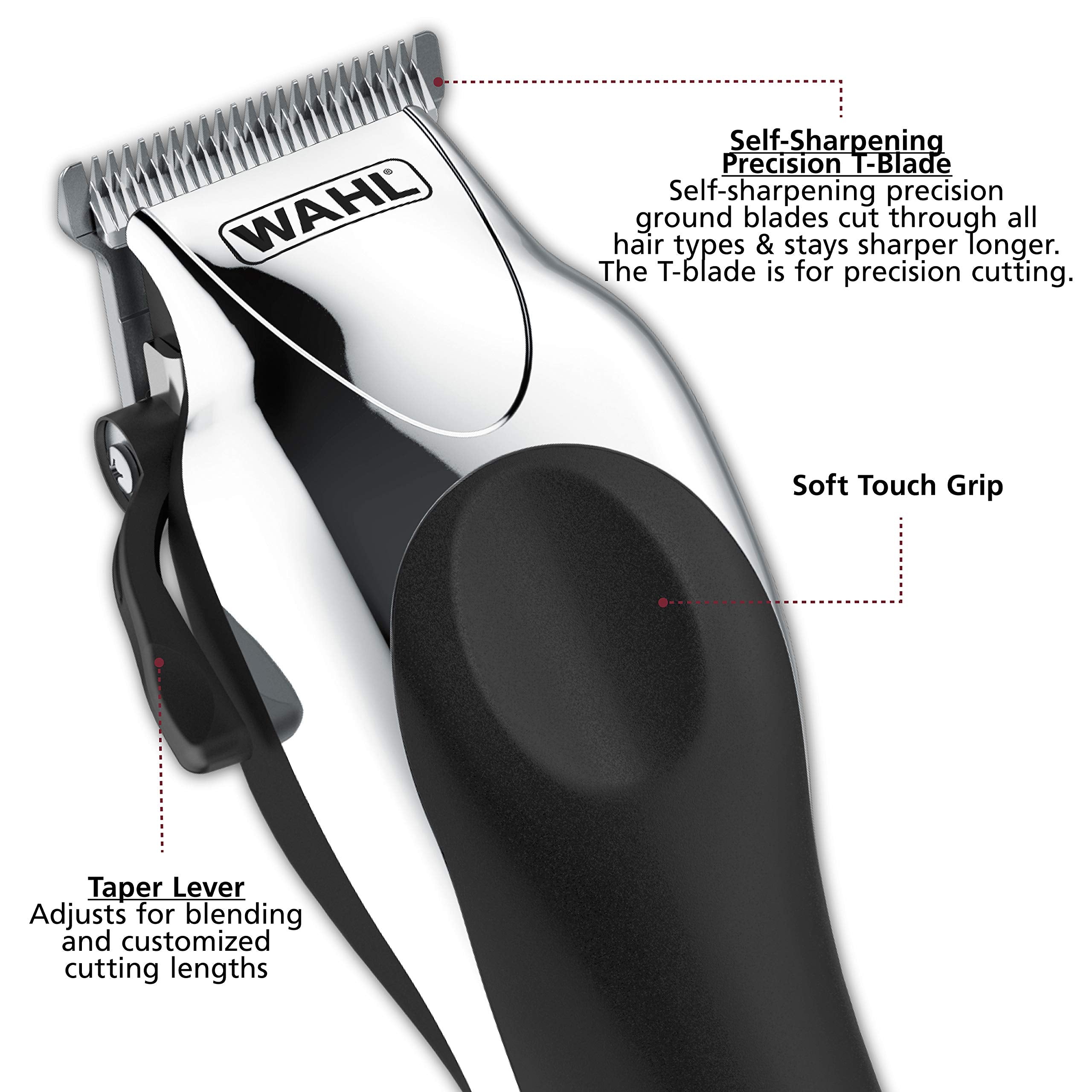 Wahl Clipper USA Deluxe Corded Chrome Pro,Complete Hair and Trimming Kit,Includes Corded Clipper,Cordless Battery Trimmer,and Styling Shears,for a Cut Every Time - Model 79524-5201M,(Pack of 5)