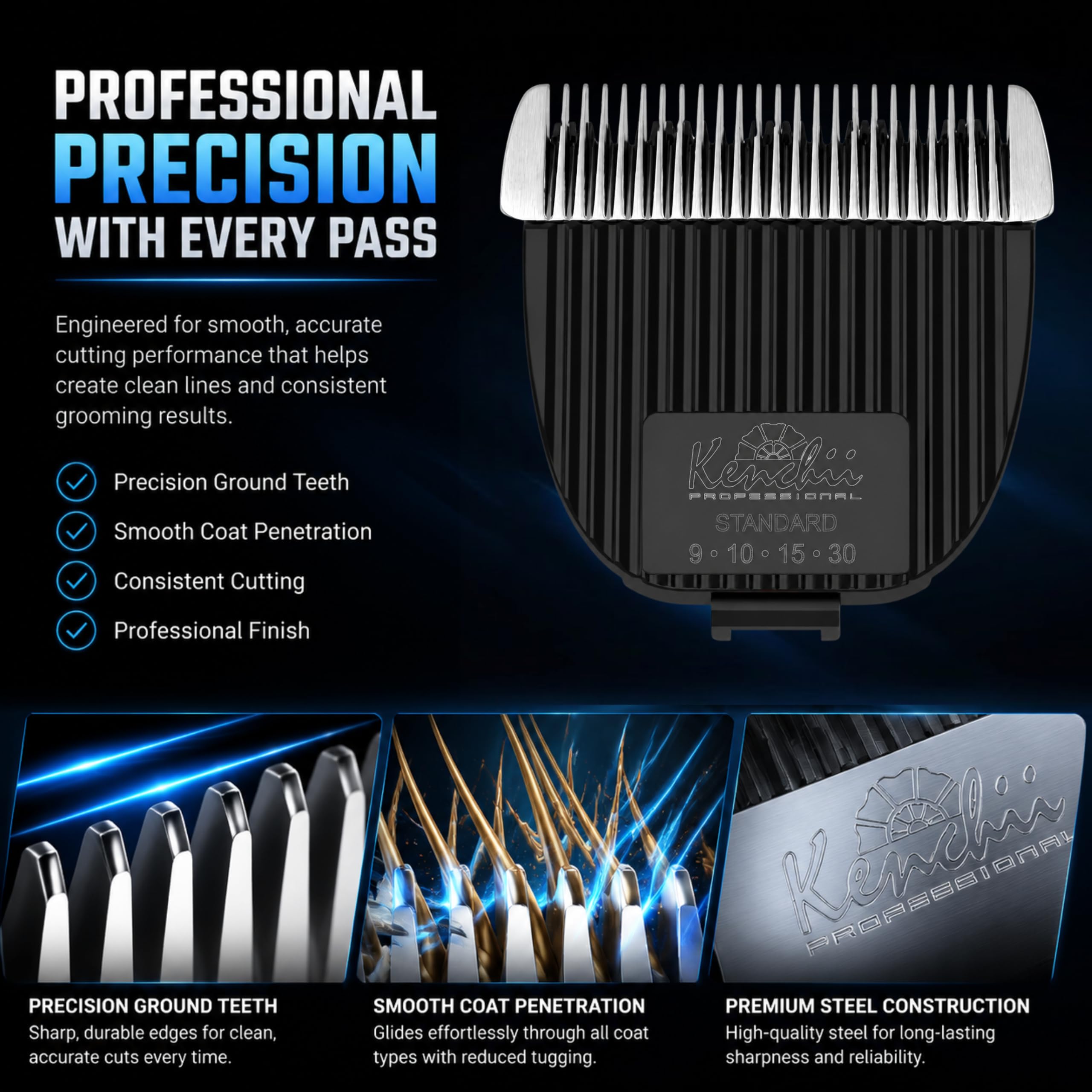 Kenchii Flash Clipper Blade (Standard) Only Compatible with Flash Clipper, Black & White