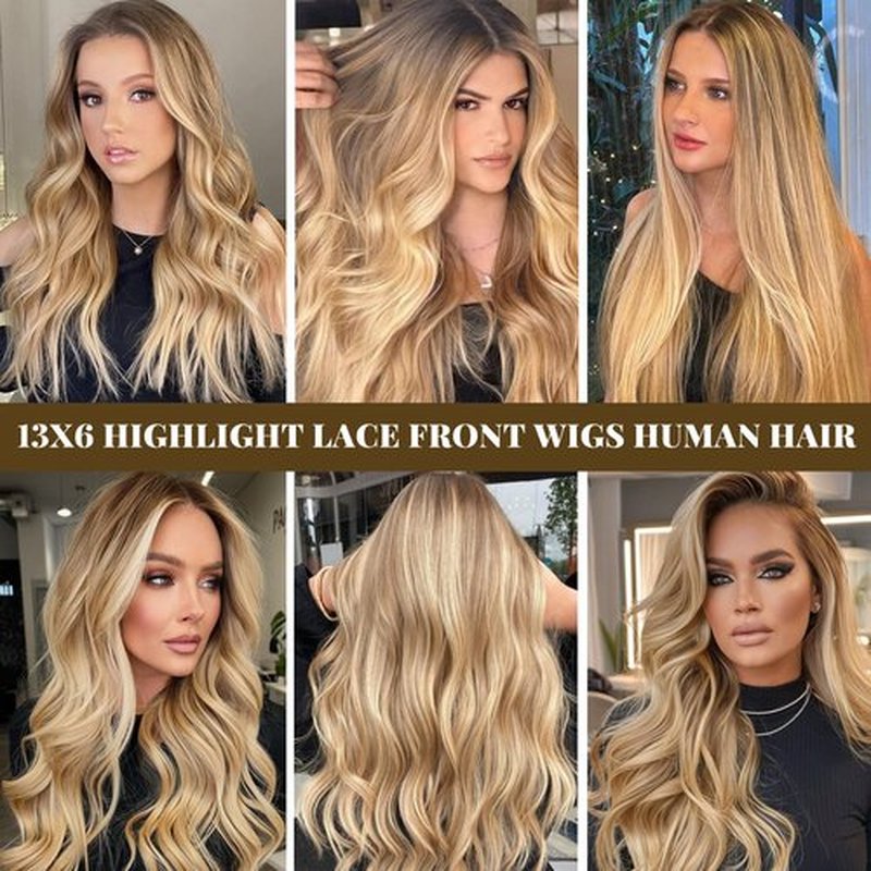 Belaved 4T16P22 Ombre Highlight Wigs Human Hair 13x6 StraightLace Front Wig Human Hair with Brown Roots Brazilian Remy HD Lace Frontal for White Women 180% Density Pre Plucked