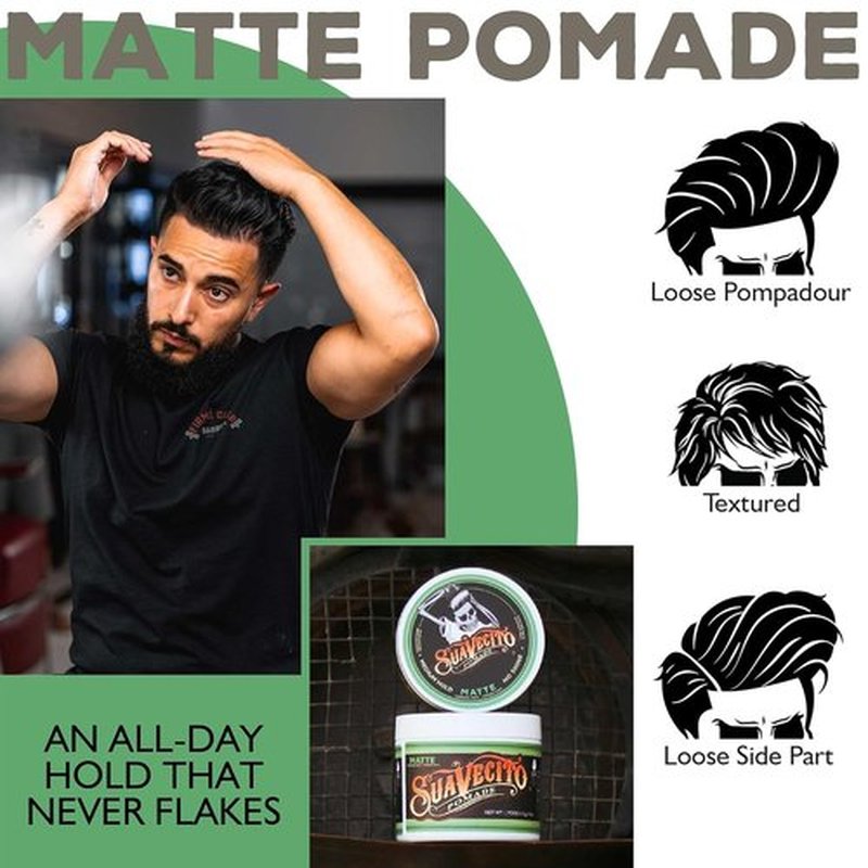 Suavecito Pomade - Matte Hair Paste for Natural Texture | Medium Hold, 2.3 oz, 1 Pack