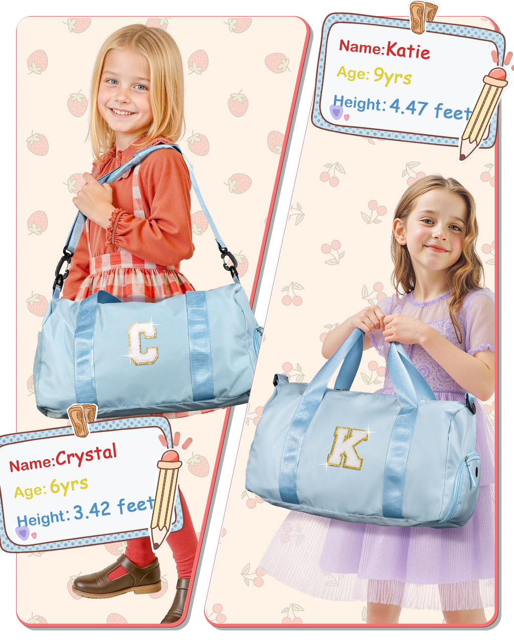 Vogewood Birthday Gift for Granddaughter-Girl Gym Bag with Shoe Compartment, Kid Personalized Weekender Overnight Bags, Initial Travel Tote with Makeup Pouch, Gifts for Girls (Letter Z)