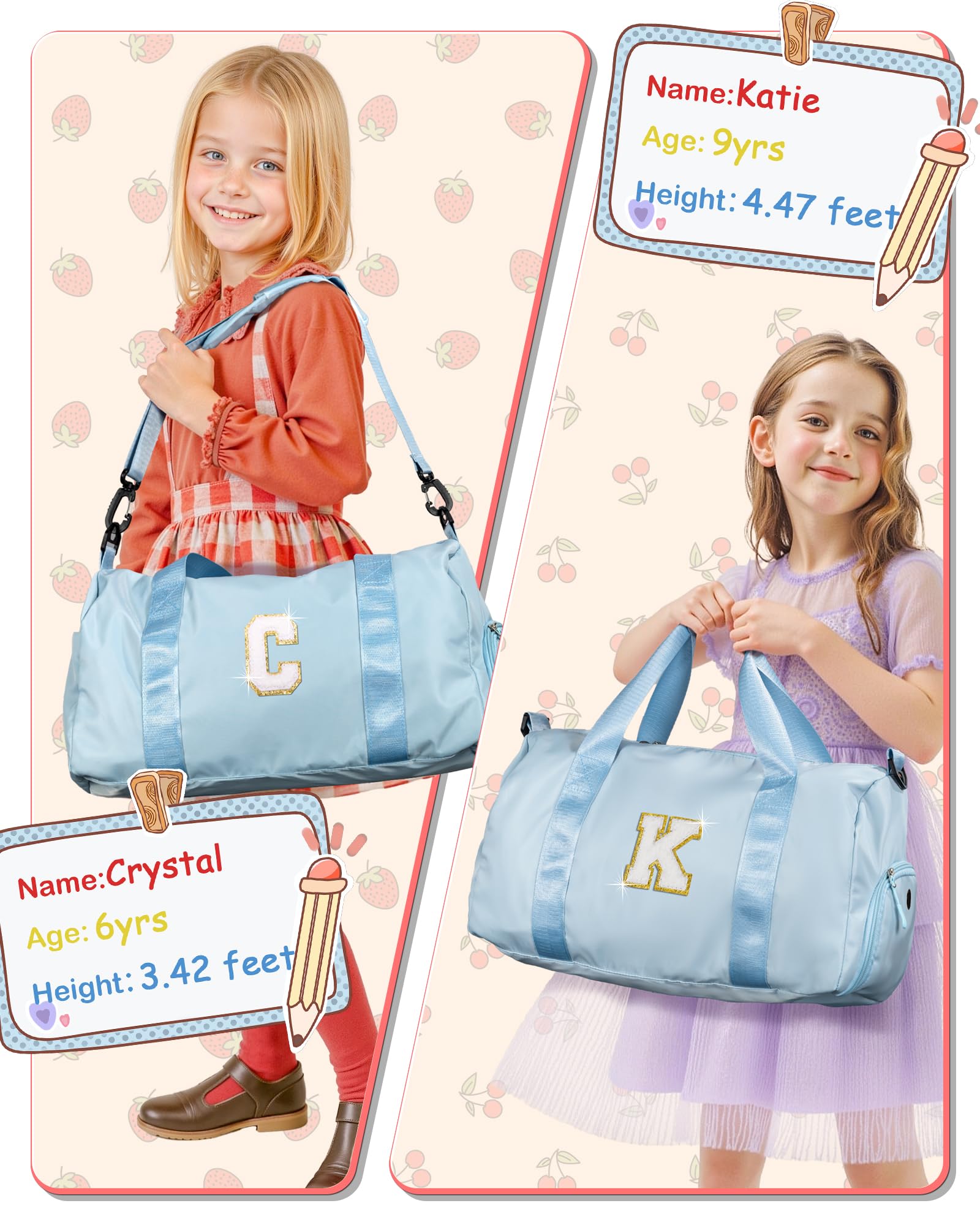 Vogewood Birthday Gift for Granddaughter-Girl Gym Bag with Shoe Compartment, Kid Personalized Weekender Overnight Bags, Initial Travel Tote with Makeup Pouch, Gifts for Girls (Letter Z)