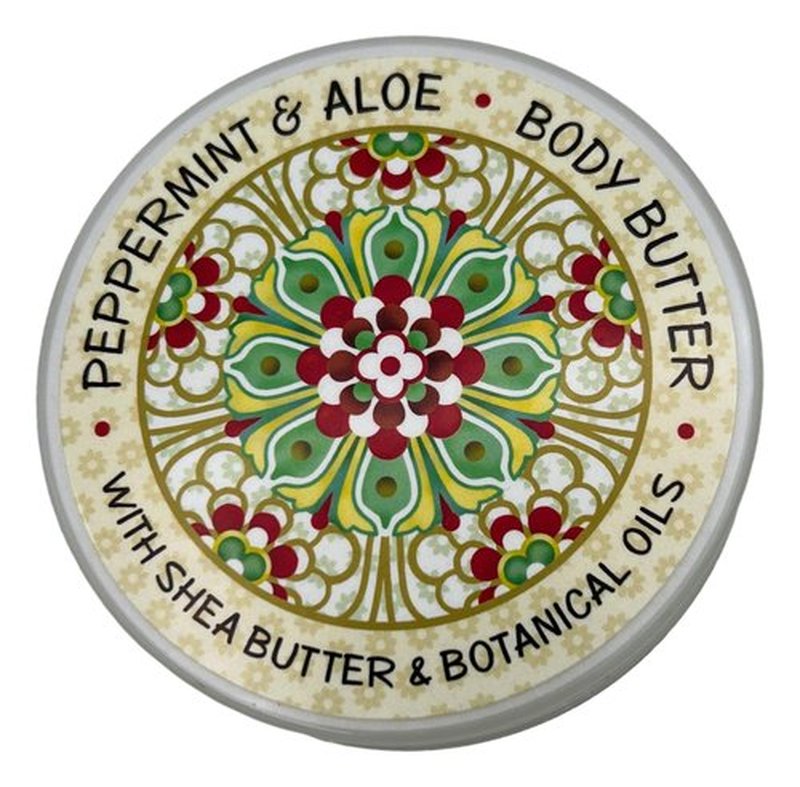 Greenwich Bay Trading Company PEPPERMINT and ALOE Shea and Cocoa Butter Body Butter - From the Garden Collection - 8 Ounce Tub