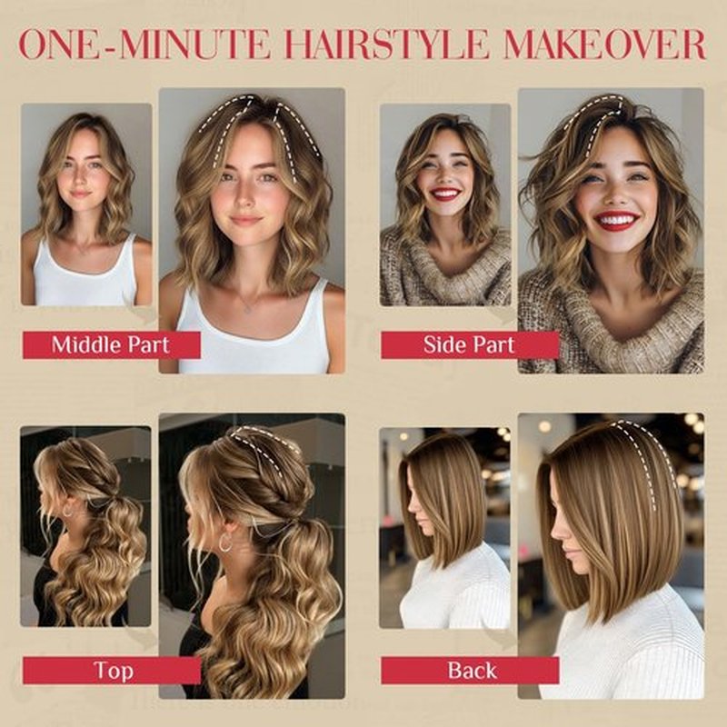 Rich Choices Short Clip in Hair Extensions Real Human Hair - 4PCS Remy Mini Clip ins Hairpiece for Women - Hairs Extensions for Thin Hairs 2PCS 6inch+2PCS 8inch #4 Medium Brown