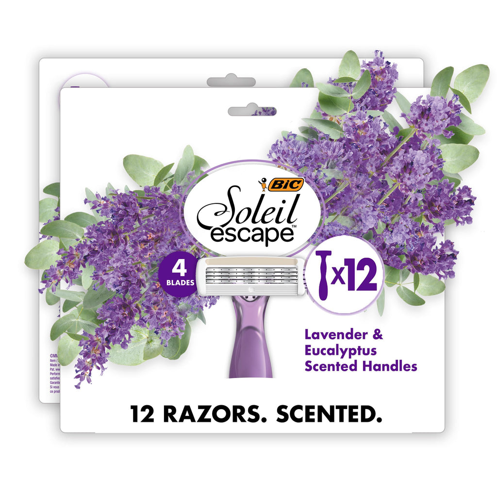 BIC Soleil 4 Escape Scented Womens Disposable Razors, 12 Count, 4 Blades