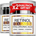 (2 Pack) Retinol Cream for Face with Collagen and Hyaluronic Acid - Anti Aging Wrinkle Cream for Women and Men - Day and Night Facial Moisturizer for Tightening and Skin Firming