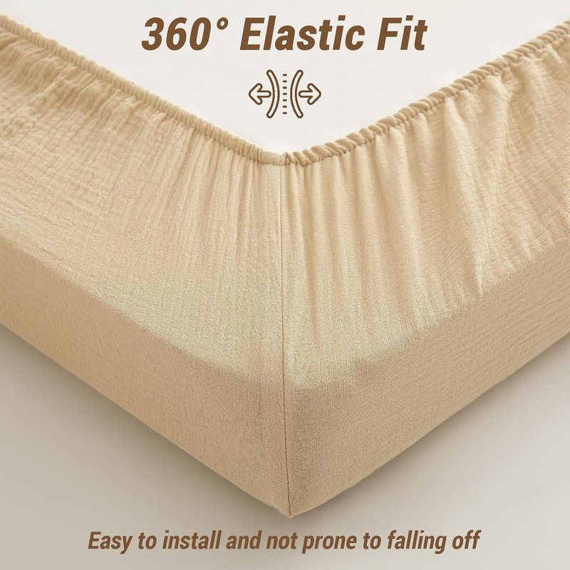 Bailix Heavyweight Muslin Baby Crib Sheets - 2-Pack Neutral Fitted Sheets | Soft 100% Organic Cotton (52"x28", Cream & Coffee)