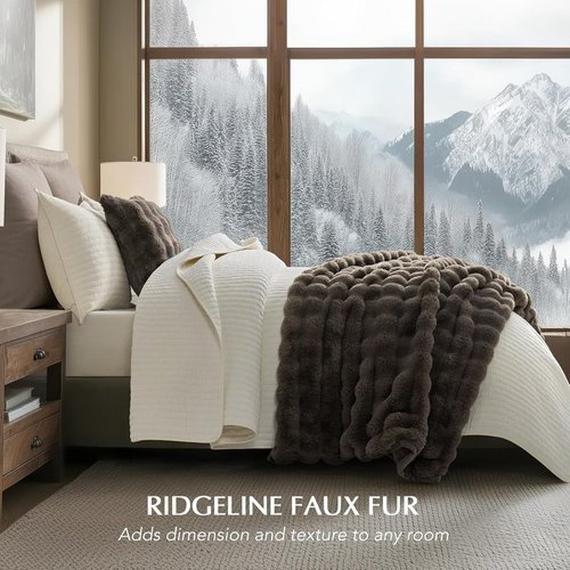 EverGrace Ultra Soft Luxury Faux Rabbit Fur Throw Blanket - Thick & Warm Reversible Design, Dark Taupe, 60x80 Inches