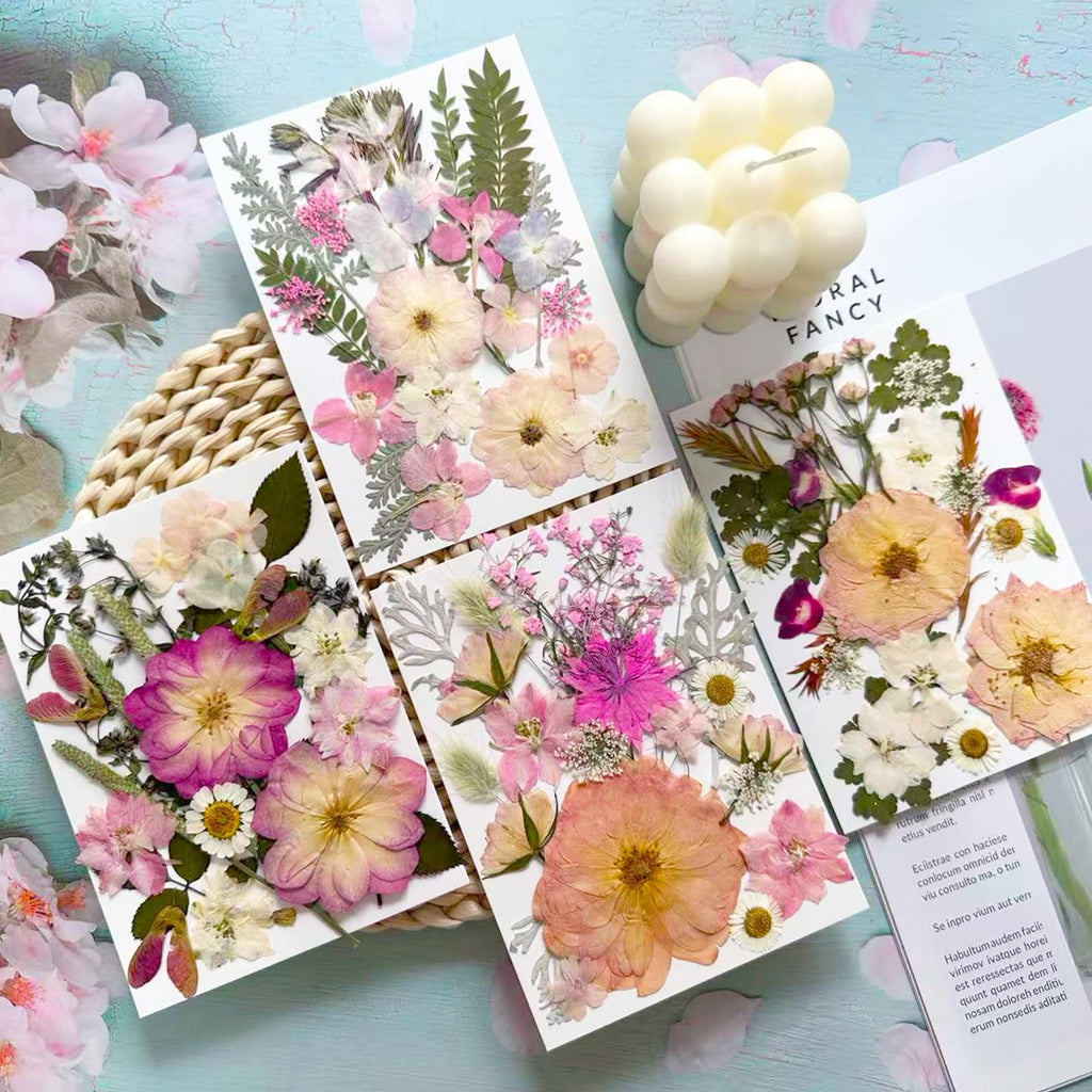 SUAUKEY 92 Pcs Pink Pressed Dried Flowers for Resin, Real Natural Bulk Dry Wildflowers Leaves Perfect for Epoxy Molds, DIY Crafts, Soap Candles Jewelry Making, and Home Decor