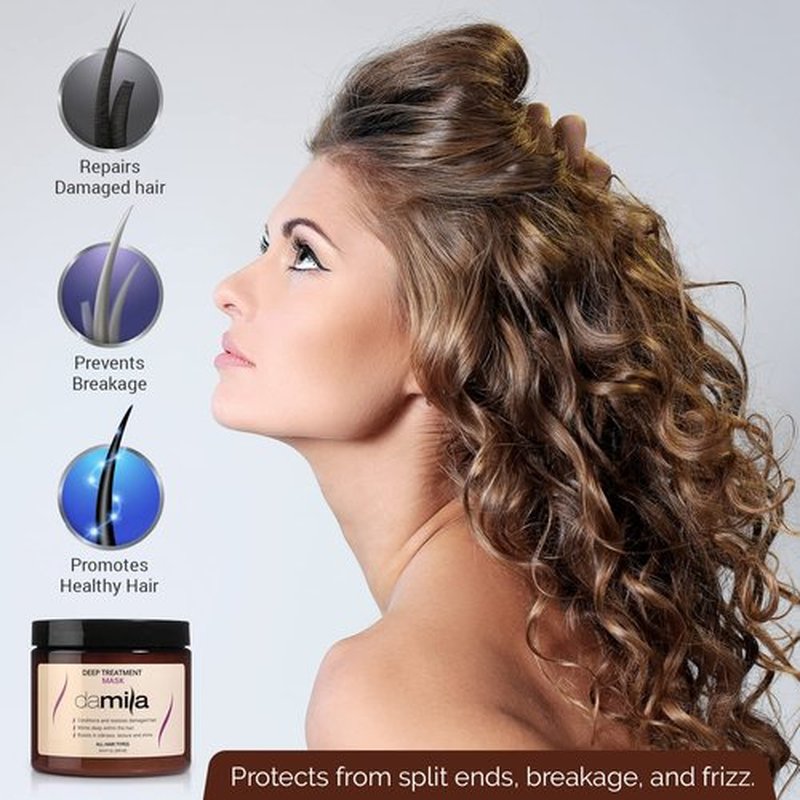 Damila Keratin Hair Mask - Deep Conditioning Treatment for Dry, Damaged Hair - 16.9 Fl. Oz | Restores Silkiness & Shine