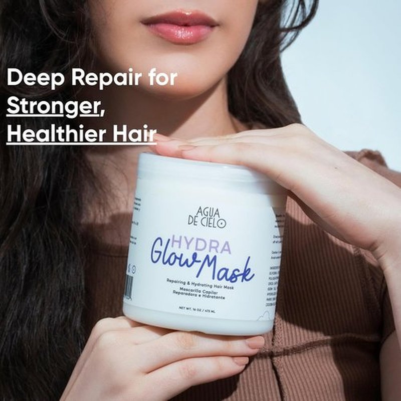 Agua de Cielo Hydra Glow Mask - Deep Conditioning Hair Mask for Dry, Damaged Hair | Strengthens, Hydrates & Reduces Frizz - 16 Oz