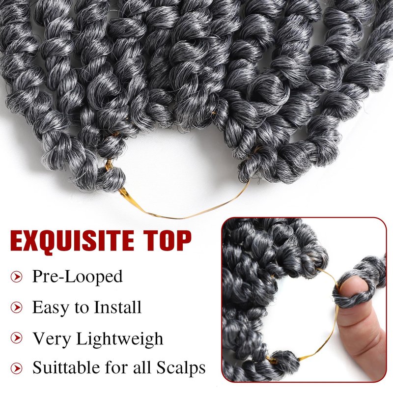 VIOLET Passion Twist Crochet Hair - 6 Inch, 9 Packs, Pre-twisted, for Black Women (TGray)