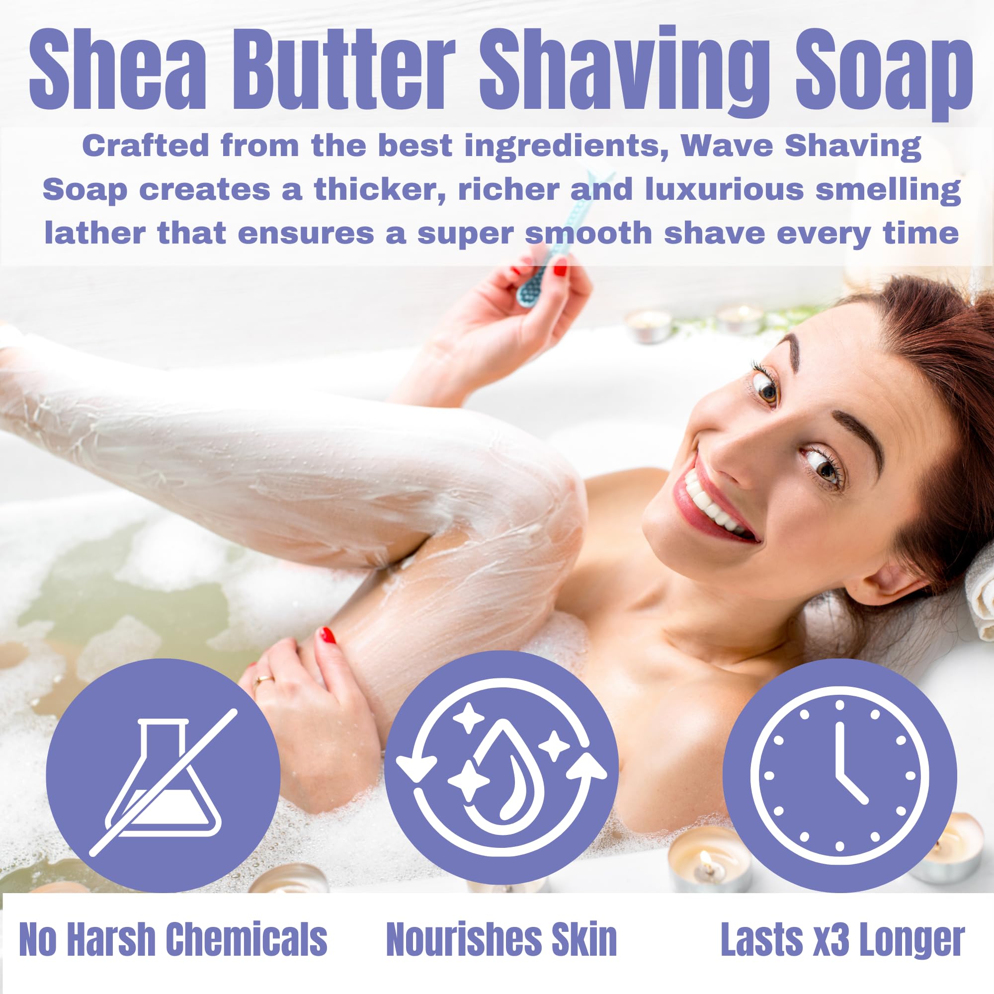 G.B.S Women’s Shaving Soap 3 Pack – Shea Butter Infused Fragrance-Free, Orchid, and Vanilla Citrus – Moisturizing Bar for Sensitive Skin, Long-Lasting, Smooth Shave for Legs & Body