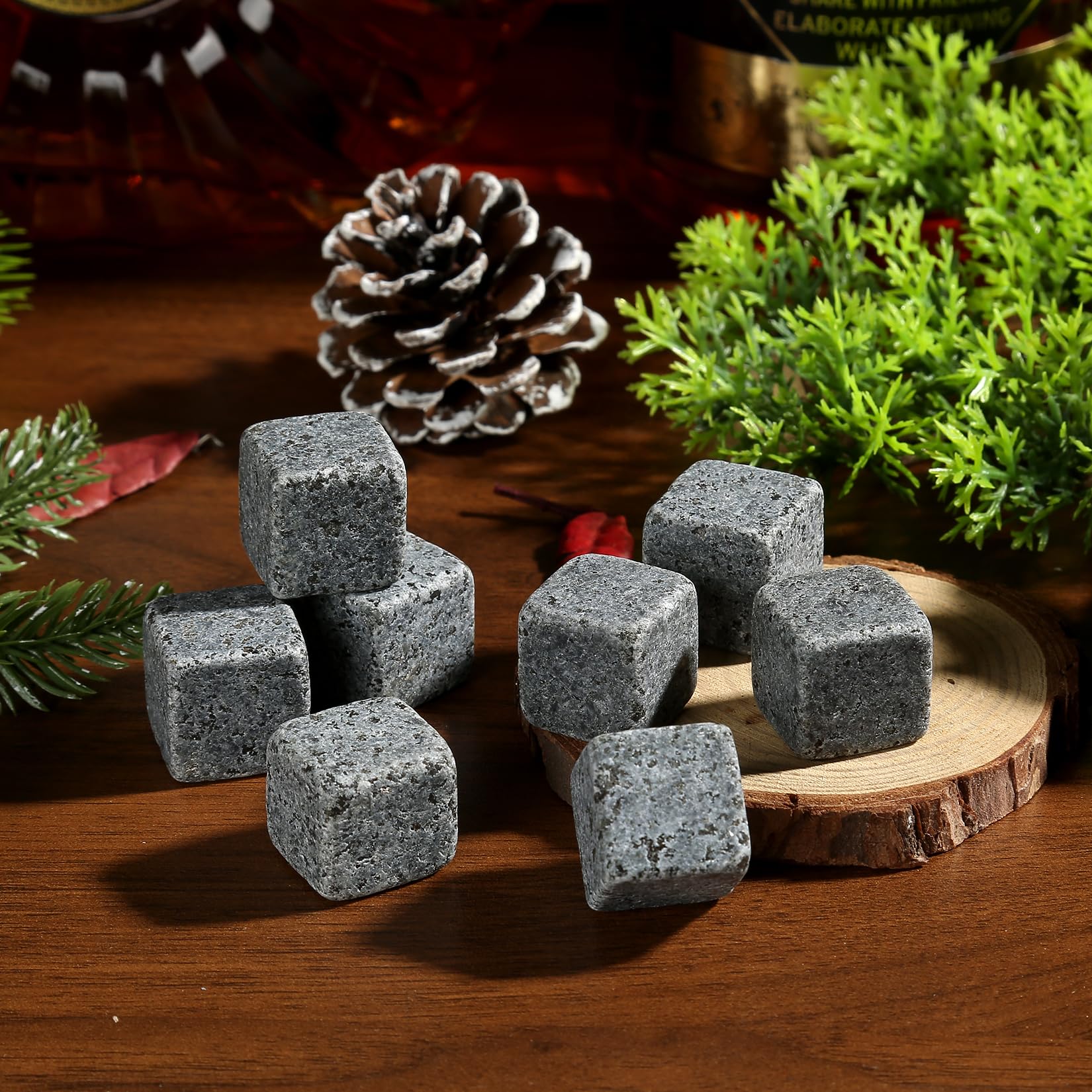 Sovyime Whiskey Stones Gifts for Men, Groomsmen Gifts, Granite Chilling Stones Bourbon Whiskey Glasses Set, Unique Birthday Gifts for Men Christmas Father's Day Valentine Retirement, 300ml