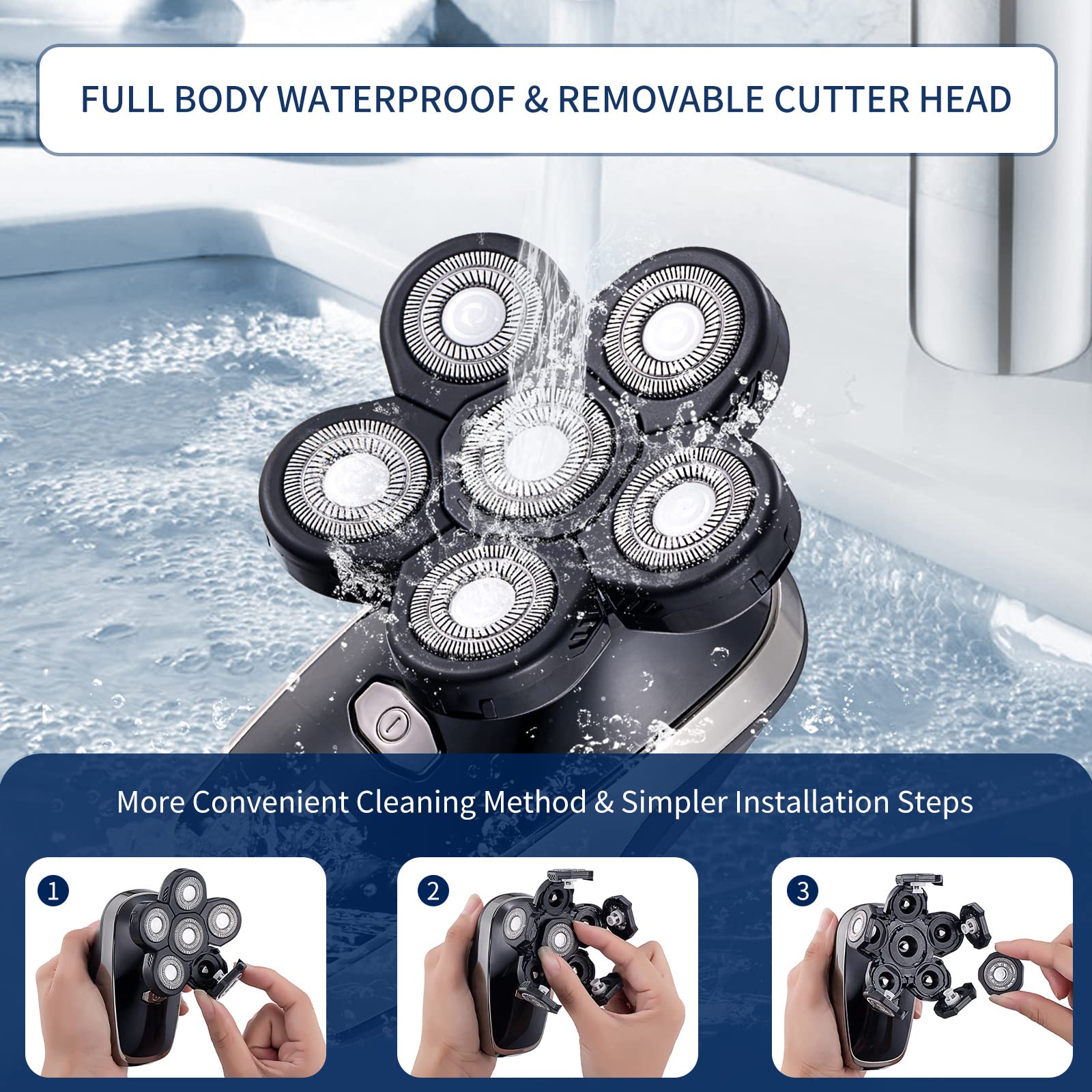 Head Shavers for Bald Men Upgraded Electric Razors for Men Multifunctional Electric Shaver for Balding Head Rechargeable Razors for Bald Man Waterproof Mens Head Razor Cordless Rotary Shaver