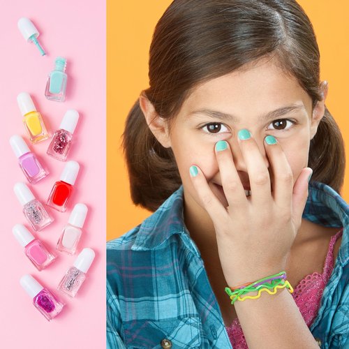 SIMPLE PLEASURES Unicorn Glitter Kids Nail Polish Set for Girls – 14 Water-Based Non -Toxic Nail Art Kit - Gift Set for Girls Ages 7-12