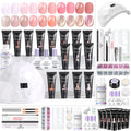 SAVILAND All-in-1 Poly Extension Gel Nail Kit: 15 Colors Poly Gel Nail Kit for 28 Days Long-Lasting, Pink Peach Cat Eye with Slip Solution U V Light for Quick Nail Extensions Home Salon Daily Art DIY