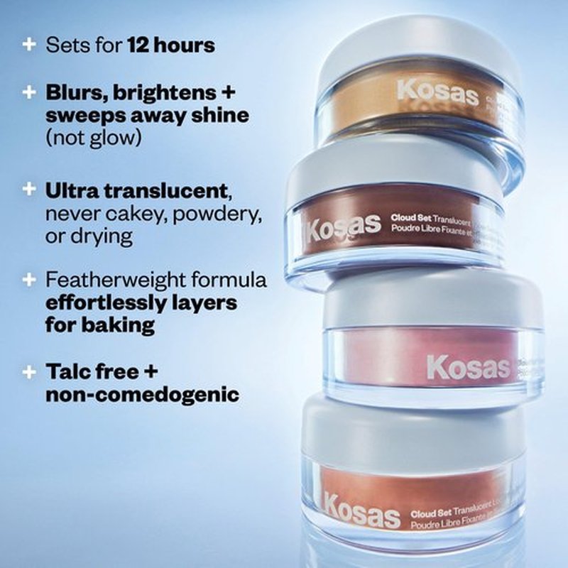 Kosas Cloud Set Loose Setting Powder – Talc-Free Translucent Face Powder for Oil Control, Ultra Sheer Pink