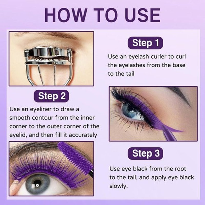Skiennix Purple Mascara & Eyeliner Set - 5D Volume, Length, Waterproof Formula for All Skin Types