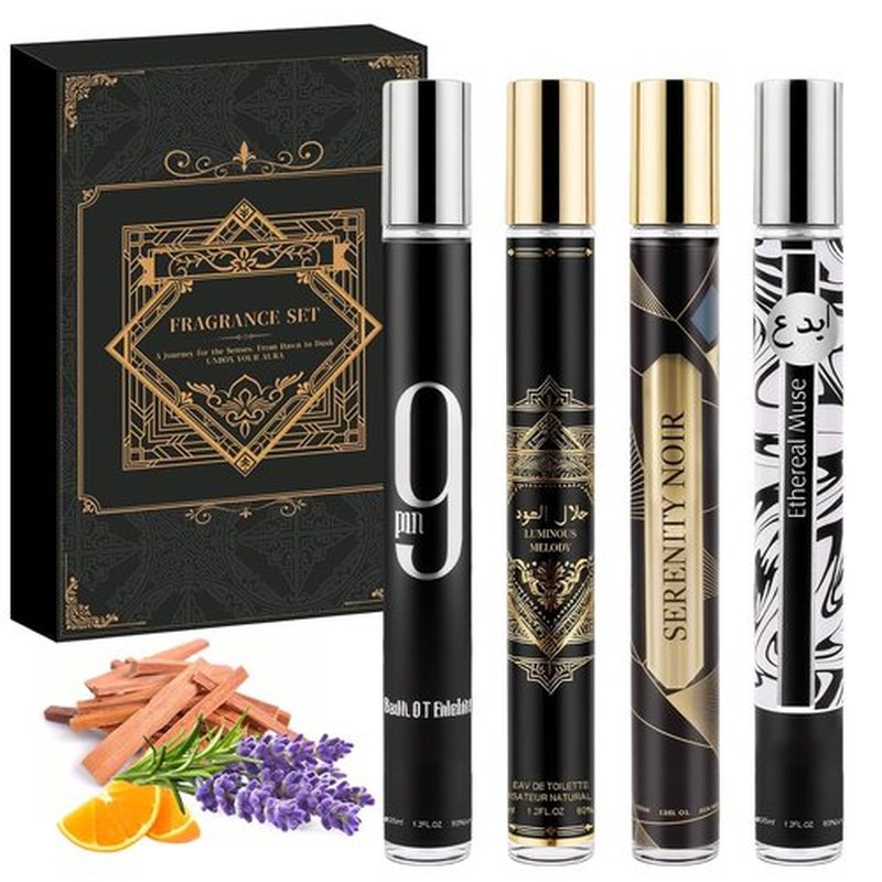 OFUN Cologne Sampler Set - 4 Travel Size Eau De Parfums (4x35ml) | Perfect Gift for Men’s Birthdays & Anniversaries