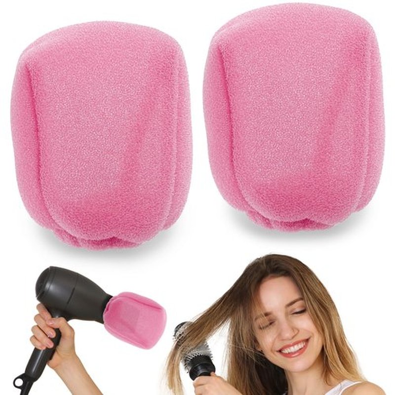 2Pcs Travel Hair Diffuser for Hair Dryer - Compact and Portable (5.12x3.15) Travel Hair Dryer Diffuser Sock‌ Made of Soft, Heat-Resistant and Flexible Foam, Tear-Resistant and Reusable(Pink)