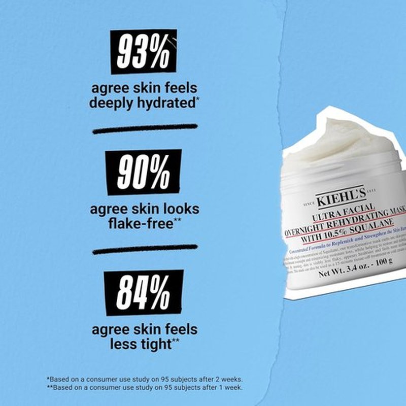 Kiehl's Ultra Facial Overnight Hydrating Face Mask - 10.5% Squalane for Deep Hydration & Moisture Barrier | Paraben-Free, All Skin Types