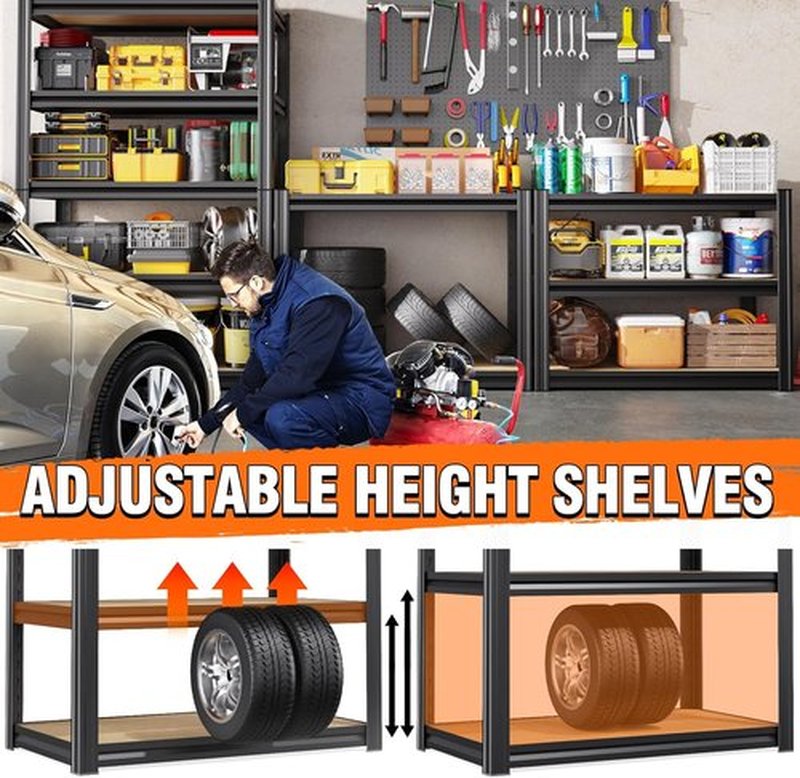Heavy Duty Metal Garage Shelving by [Brand Name] - 5 Tier Adjustable Storage Unit | 71"H x 28"W x 12"D