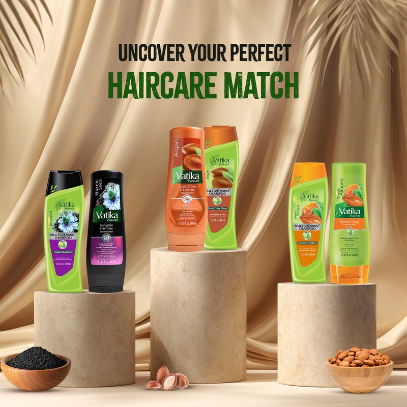 Vatika Naturals Cactus Shampoo & Conditioner Combo – Strengthens Weak Hair, Repairs Damage, Deeply Hydrates & Reduces Breakage, With Cactus & Henna for Smooth, Healthy Hair, 400ml