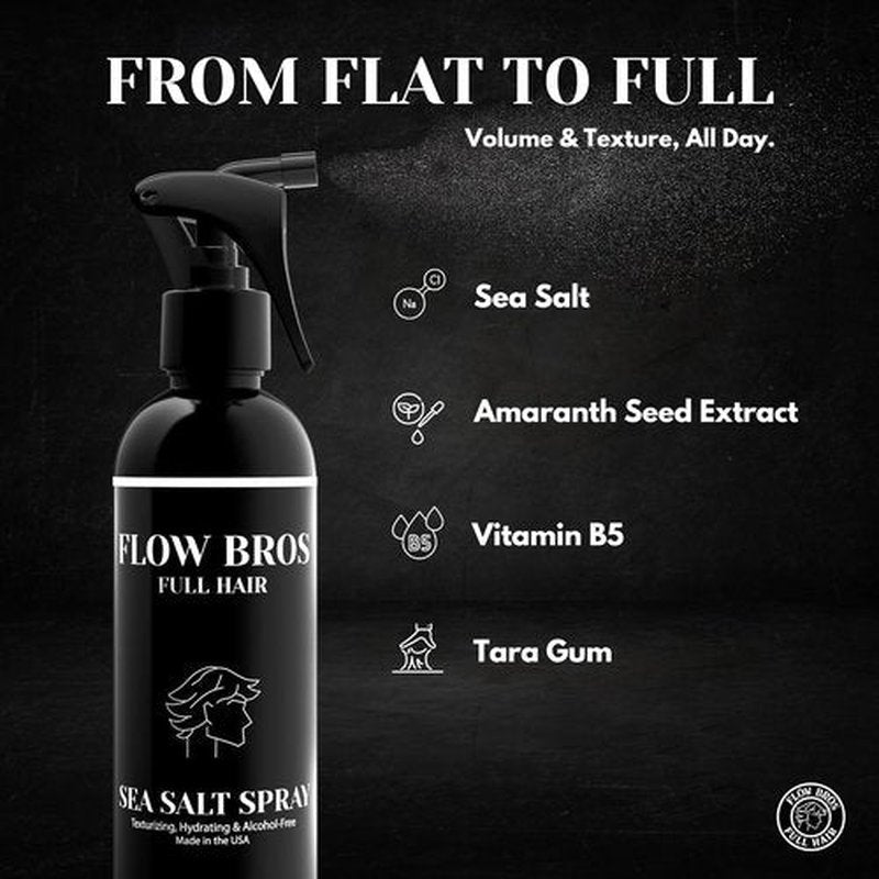 Flow Bros Sea Salt Spray for Hair - Texturizing & Volumizing with Natural Ingredients - 8oz