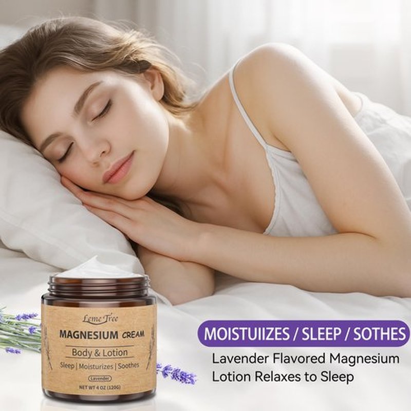 LemeTree Magnesium Cream, Topical Nighttime Magnesium Lotion, Magnesium Body Butter with Jojoba Oil, Shea Butter & Vitamin E, Apply to Legs, Arms or Chest, Safe for Kids