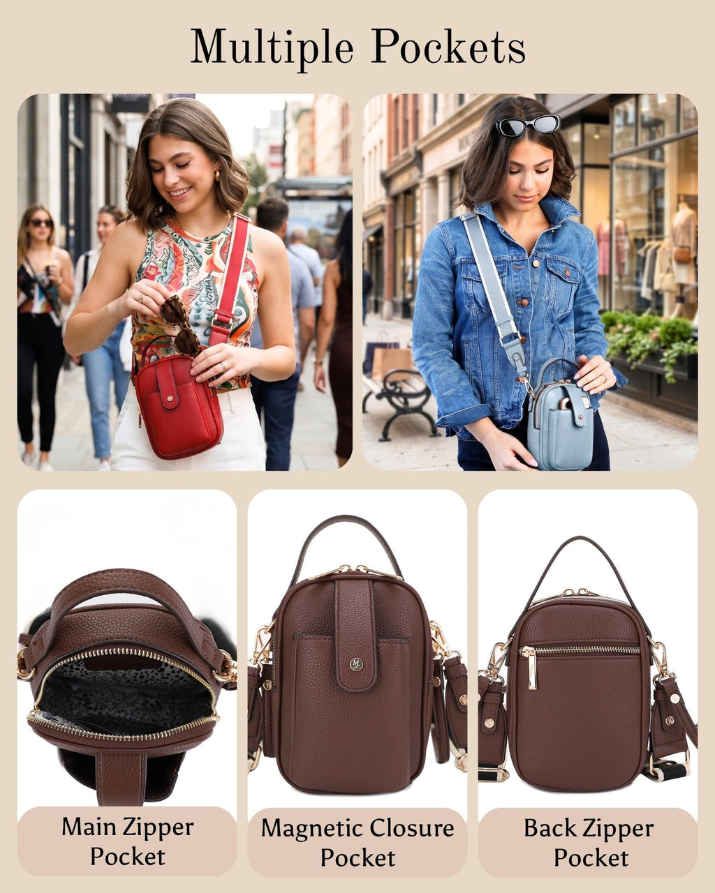 Mali+Lili Gail Vegan Leather Multi Compartment Crossbody Bag - Chocolate
