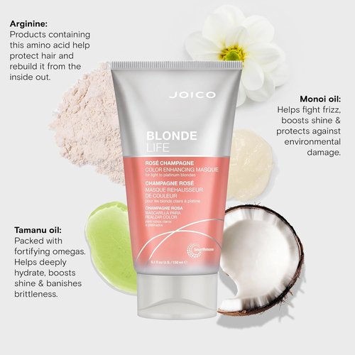 Joico Blonde Life Color Enhancing Masque - Color Depositing Treatment for Vibrant Blonde Tones | Enriched With Monoi & Tamanu Oil