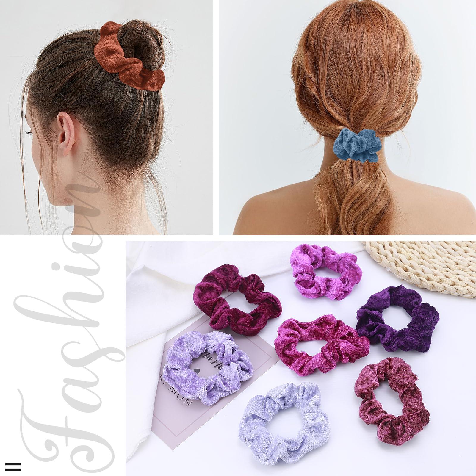 Velvet Scrunchies for Women - 75 Pcs Hair Scrunchies for Girls - No Damage Hair Ties for Thick Thin Hair - Soft Ponytail Holders Bulk Gift for Women
