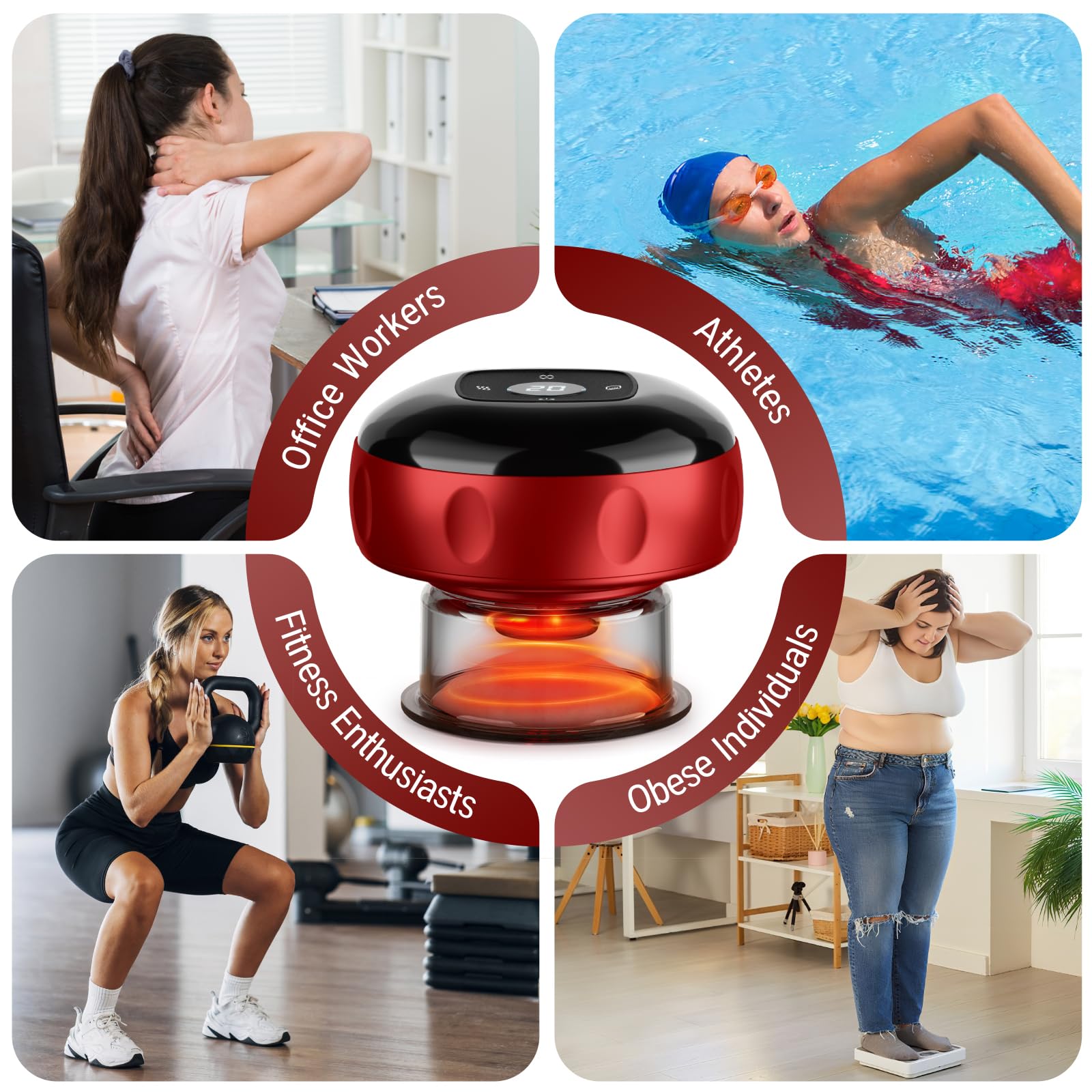 2 Pack Cupping Set, 7-in-1 Smart Cupping Therapy Massager. Red Light Cupping Therapy Set with 2 Modes for Targeted Muscle Soreness,Tighter Skin,Cupping Kit with 20 Levels Suction and Heat and Gua Sha