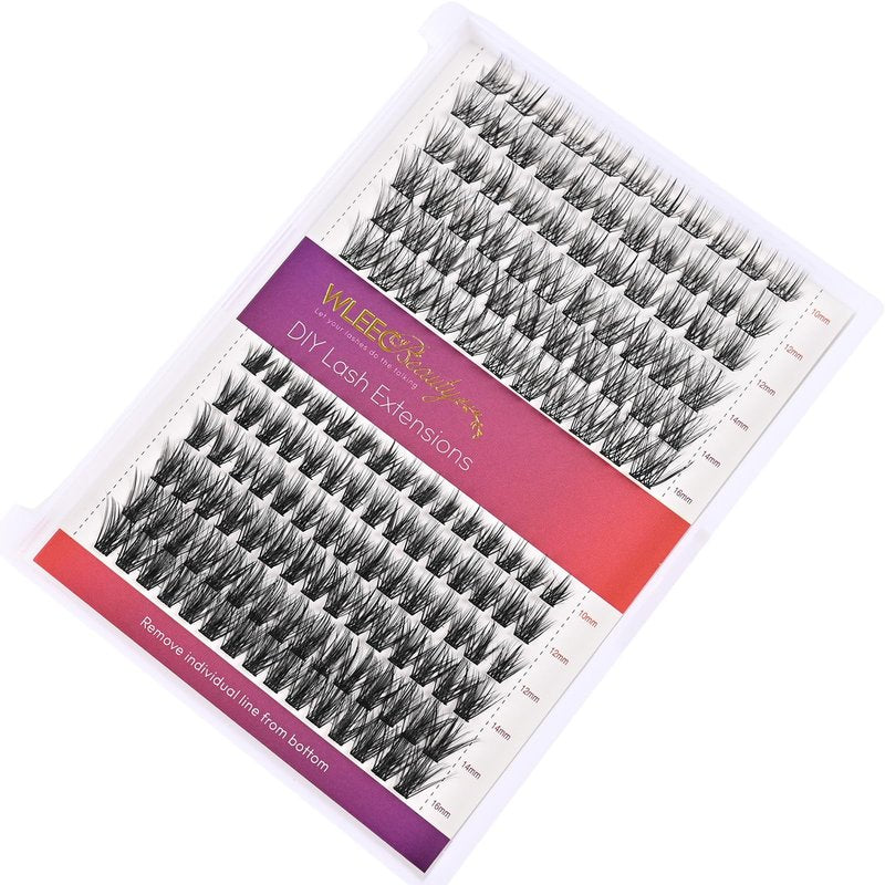 Wleec Beauty Lash Clusters DIY Eyelash Extensions, 156PCS Individual Lashes D Curl Clusters Eyelash Extensions (LC85, 2 Styles Mix 10-16mm)