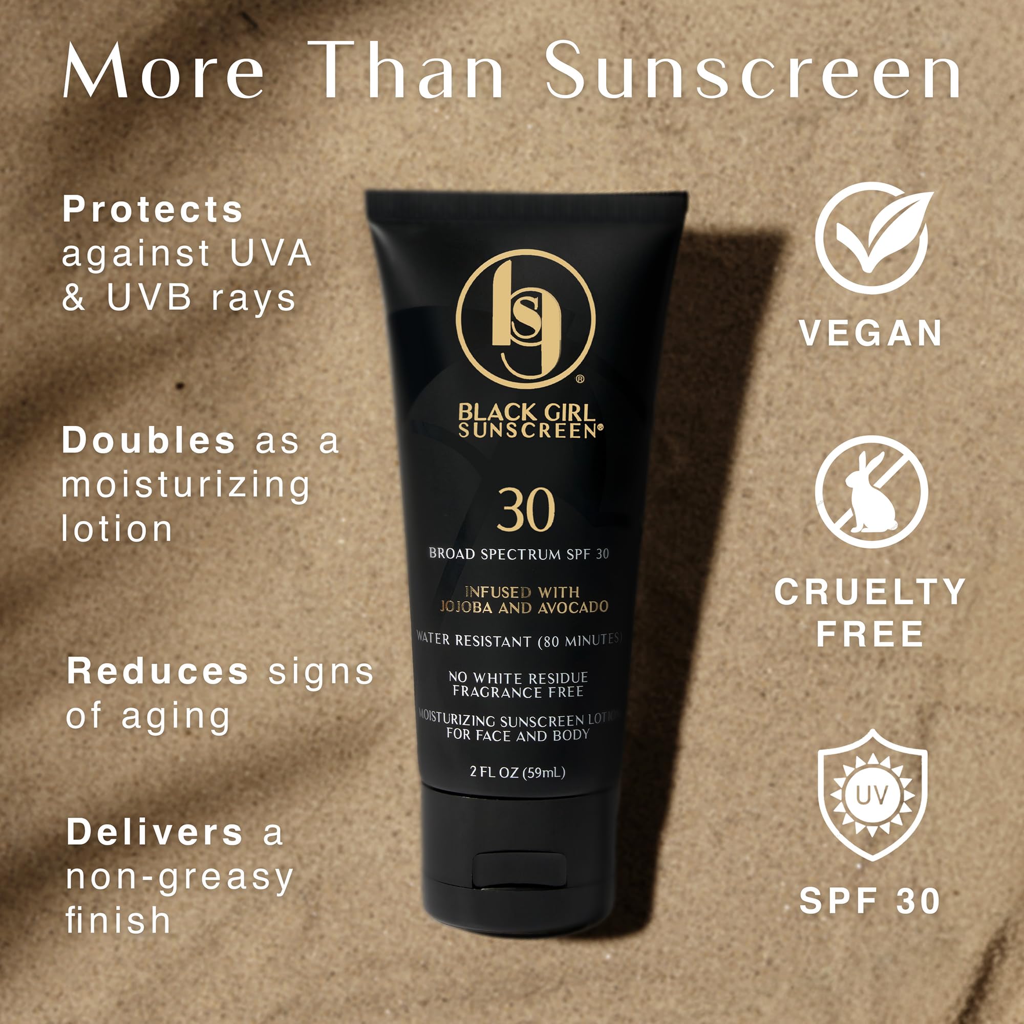 Black Girl Sunscreen SPF 30 for the Face & Body - Moisturizing Sun Protection, SPF 30, Sun Lotion for Women, Ultra Sheer, Travel Size, No White Cast for Melanin Rich Skin - 3 fl oz, 2-Pack