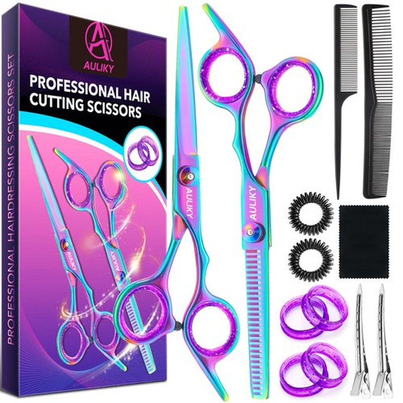 Hair Cutting Scissors Shears Kit, 6.7” Barber Scissors,Professional Haircut Kit,Stainless Steel Hairdressing Thinning Scissors Shears for Barber,Salon,Women,Home,Men