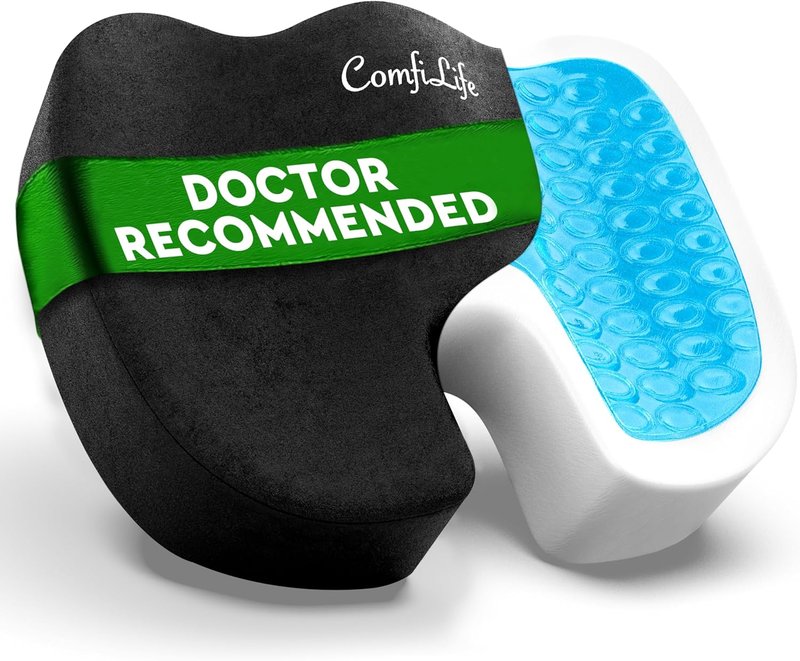 ComfiLife Premium Gel & Memory Foam Seat Cushion - Doctor Recommended for Back & Sciatica Relief | Black