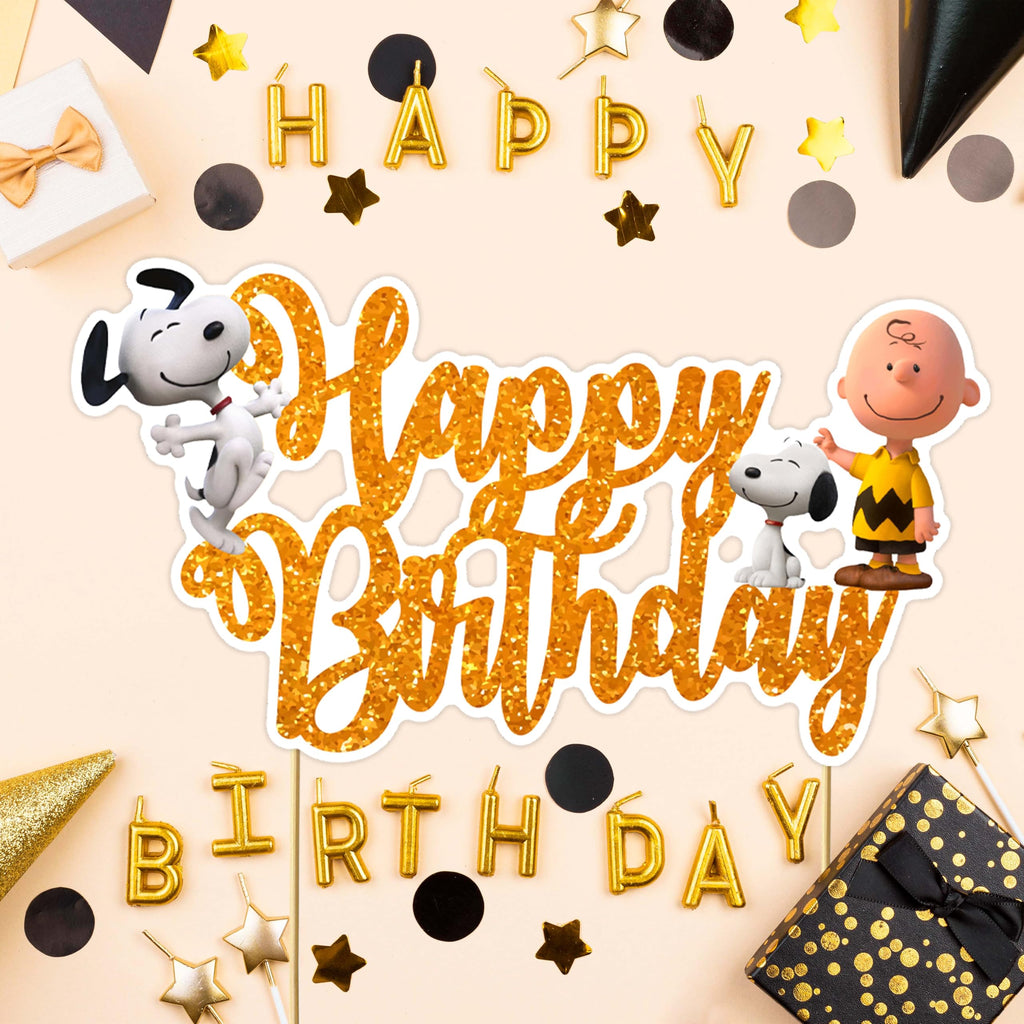 Charlie Broown Happy Birthday Cake Topper, Classic Cartoon Style Cake Topper for Birthday Celebration, Premium Cardstock Cake Decor for Themed Parties, Cake Decoration for Home and Event Celebrations