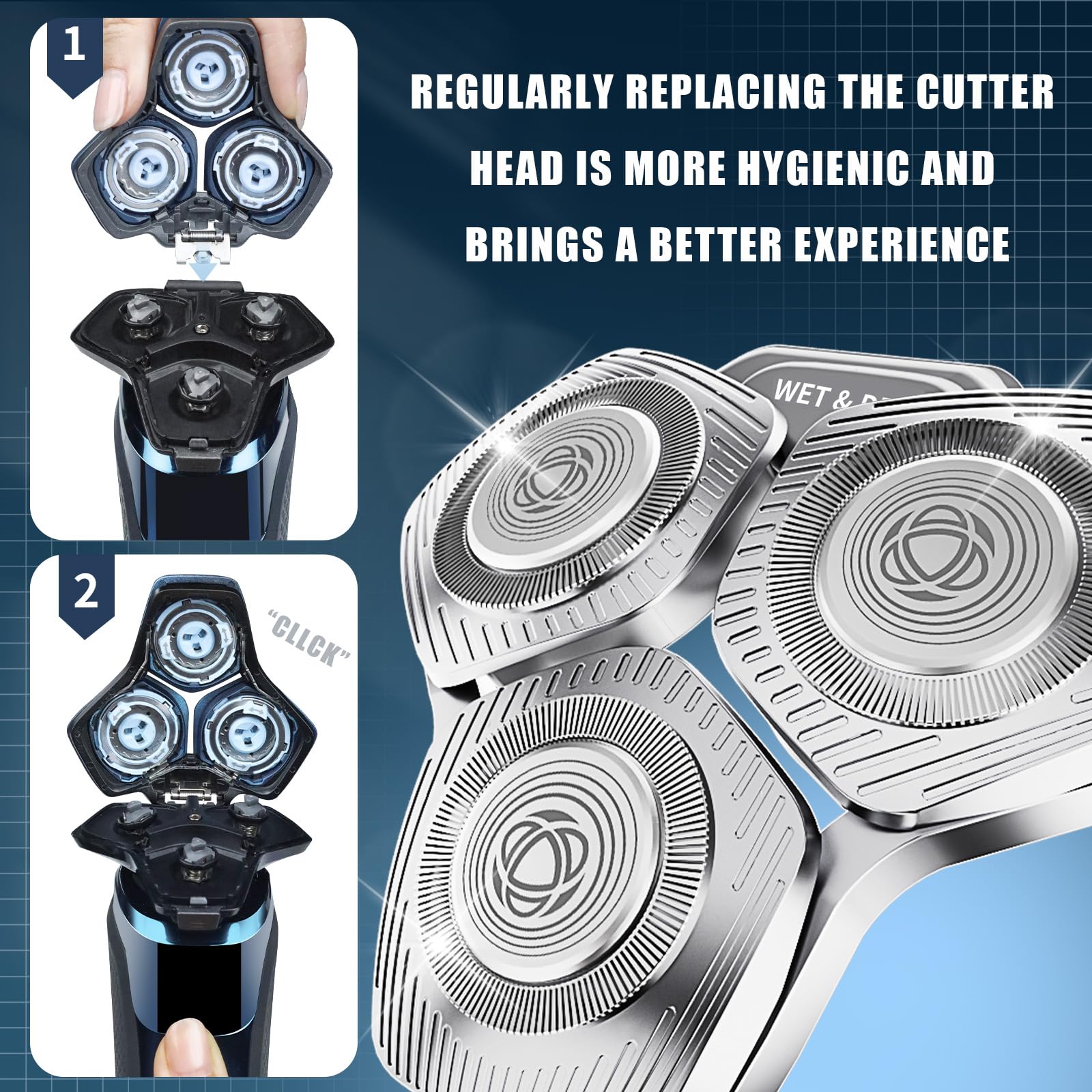 2 Pack SH71/50 Shaving Heads, Compatible with Philips Shavers,Silver