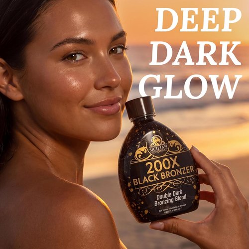Sicilian 200X Dark Black Bronzer Tanning Lotion - Gradual Glow & Nourishing Formula | Luxurious Sunless Tanner