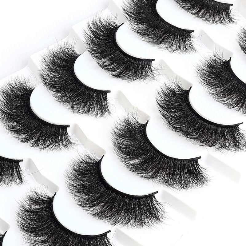 Wleec Beauty Full Dramatic False Eyelashes 7 Pairs Fluffy Eyelash 18mm Handmade 3D Faux Mink Lashes Pack FM31