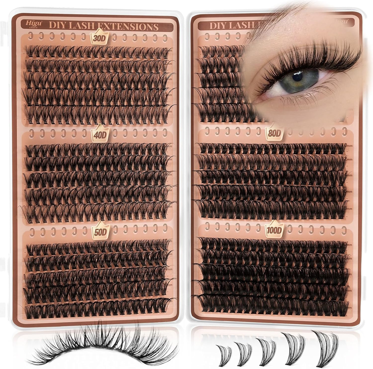 3 Pcs DIY Eyelash Applicator Tool Stainless Steel Cluster Lash Tweezers Eyelash Tweezers Application and Removal False Eyelash Applicator with Eyelash Brushes Strong Grip Lash Tools Rose Gold
