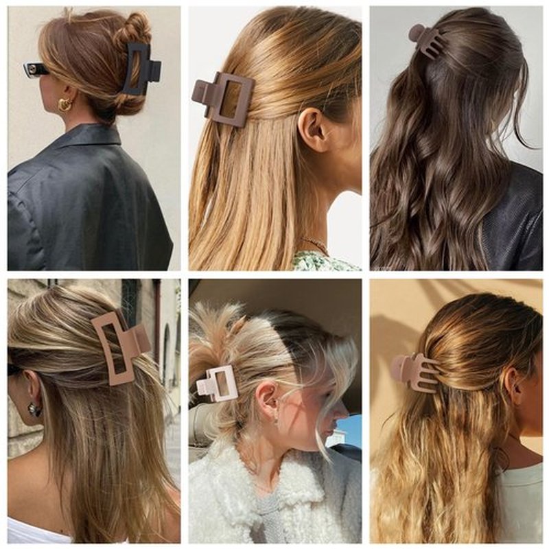 SMKSL 12 Pcs Hair Clips for Women 3 Styles Small Medium Large Claw Clips for Thin Thick Curly Hair, Strong Hold & Non-Slip Clips, Stylish Matte Plastic Hair Accessories Ideal Gifts for Women (Brown)