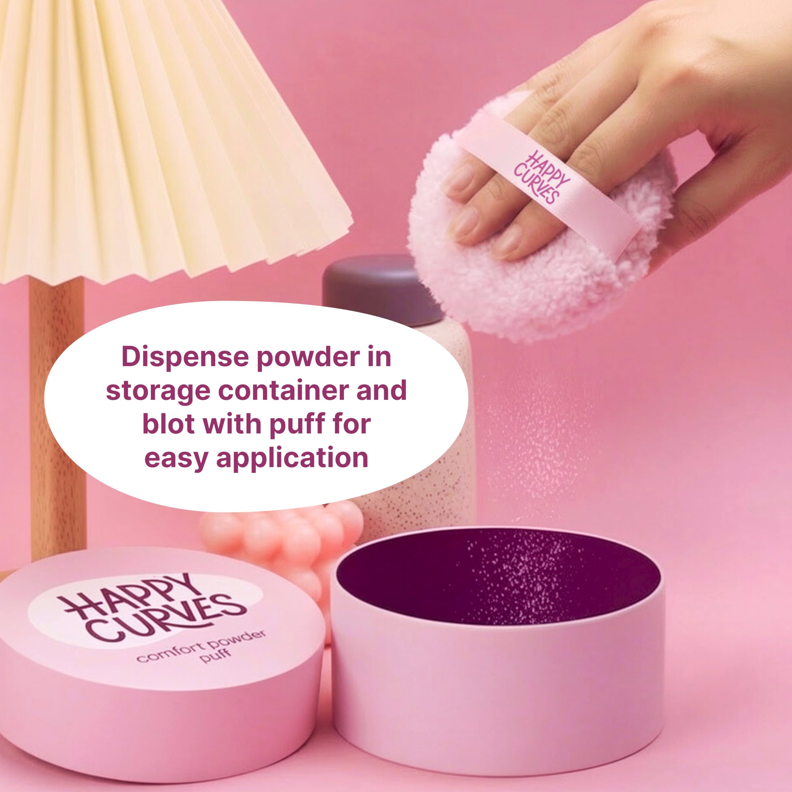 Happy Curves Dusting Powder Puff for All Day Sweat, Odor, & Chafe Defense, Body Powder Applicator (Powder Sold Separately)