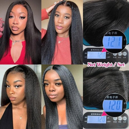 20inch Light Yaki Straight Clip ins, 120G Full Head Real 100% Human Hair Clips for Women Seamless Yaki Clip in Hair Extensions for Thin Hair Natural Black 8Pcs Hair Pieces with Secure Clips