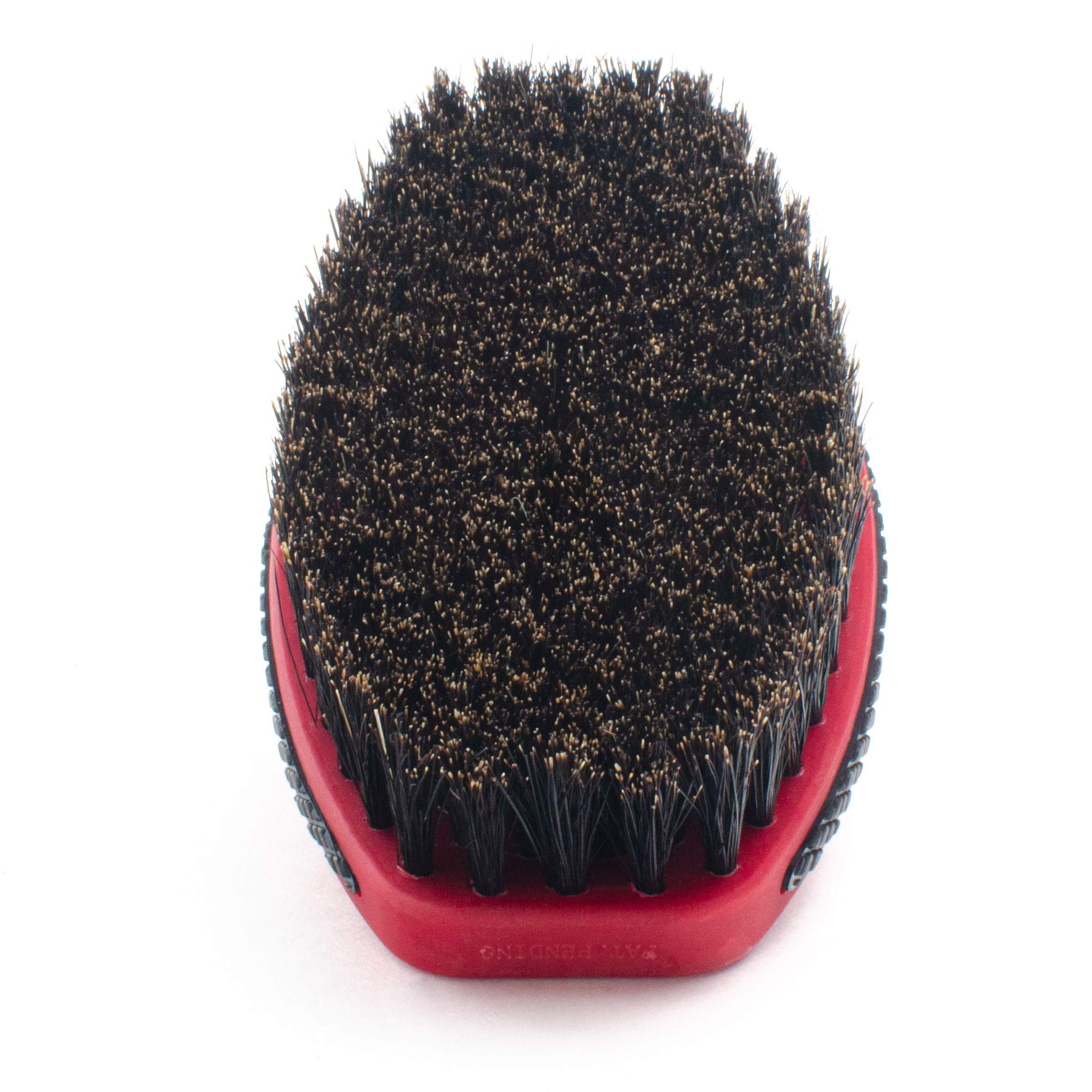 Crown Quality Products 360 Sport Wave Caesar 2.0 Boar Bristle Hairbrush, Soft, Red Velvet - Non-Slip Grip, Waterproof Design - The Ultimate 360 Wave Brush