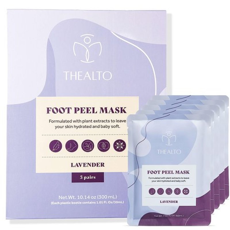 Foot Peel Mask, 5 Pack - For Dry, Cracked, and Calloused Feet - Lavender Scent - With Plant Extract for Baby Soft Feet - Home Spa Treatment